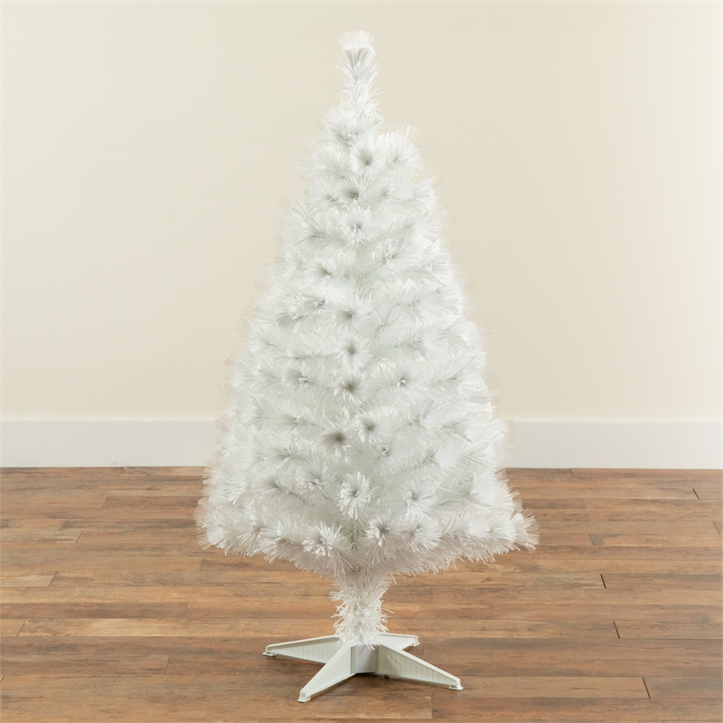Nearly Natural 4ft White Pre-Lit Fiber Optic Christmas Tree with 120 LED Lights
