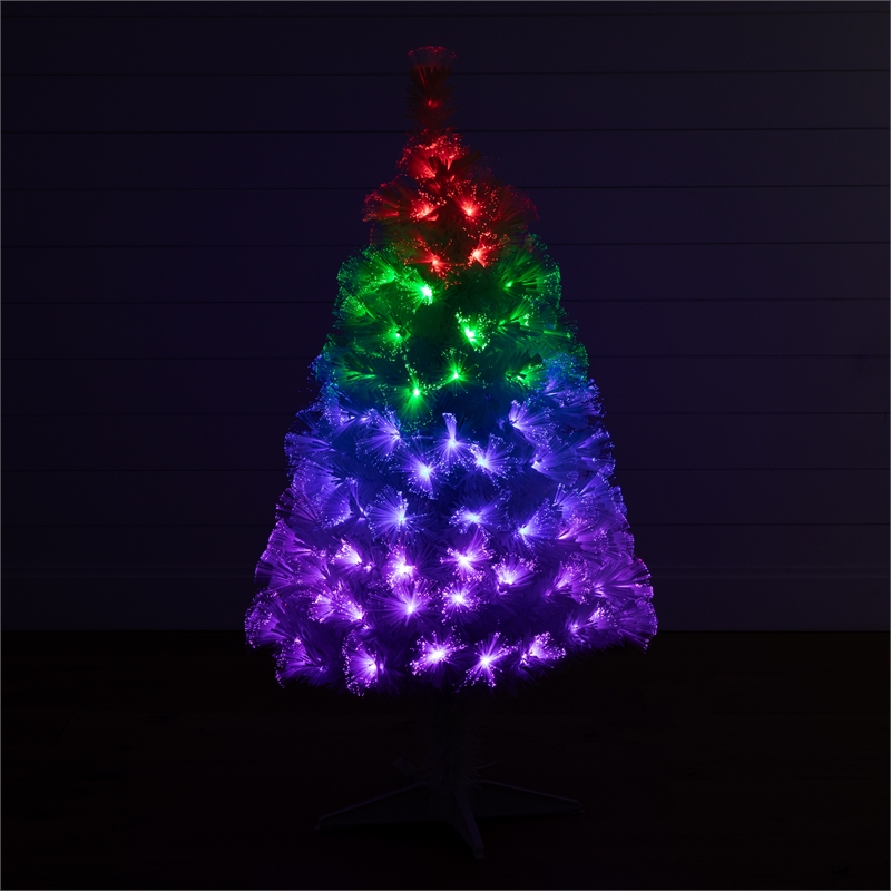 Nearly Natural 4ft White Pre-Lit Fiber Optic Christmas Tree with 120 LED Lights