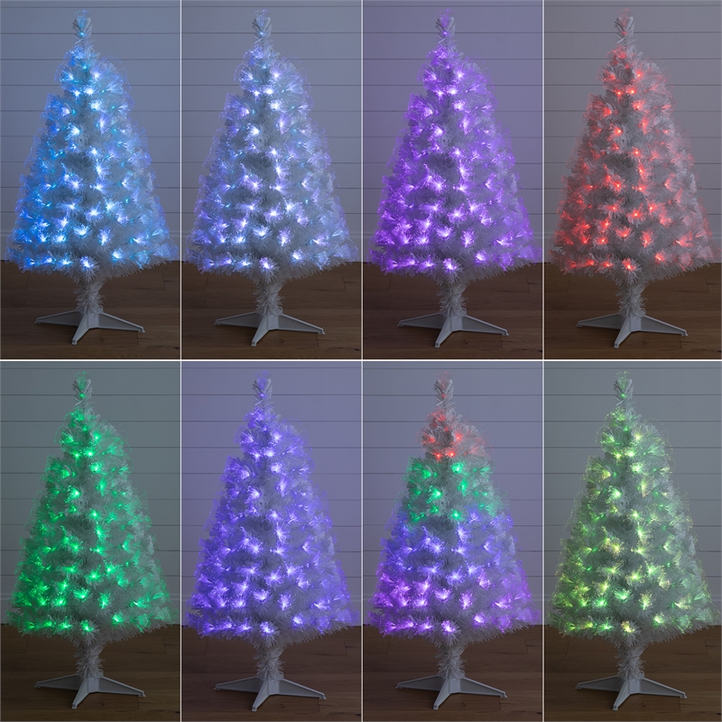 Nearly Natural 4ft White Pre-Lit Fiber Optic Christmas Tree with 120 LED Lights