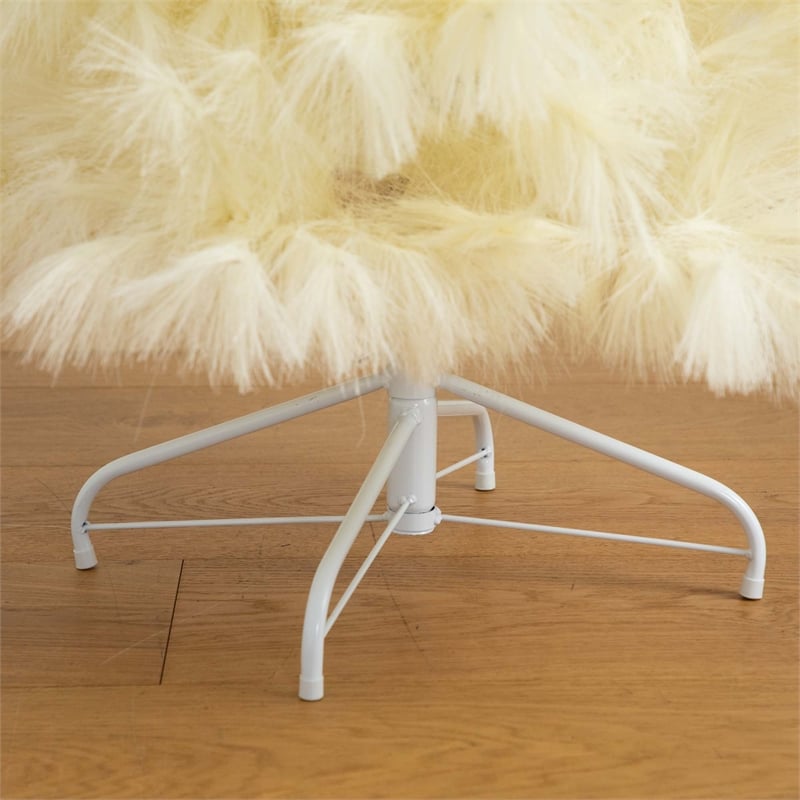 Nearly Natural 4ft Artificial Off White Pampas Grass Christmas Tree in White