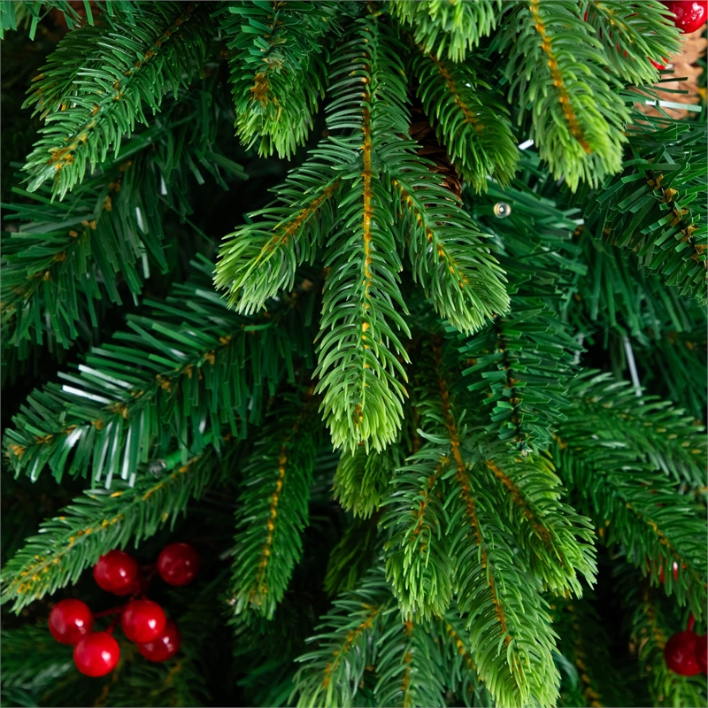 Nearly Natural 4ft Pre-Lit Christmas Tree w/ Pinecones Berries and 100 LED