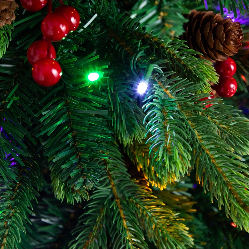 Nearly Natural 4ft Pre-Lit Christmas Tree w/ Pinecones Berries and 100 LED