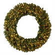 Nearly Natural 5ft Flocked Christmas Wreath w/ Pinecones 300 Clear LED