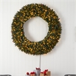 Nearly Natural 5ft Large Flocked Christmas Wreath w/ Pinecones Berries 400 LED