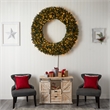 Nearly Natural 5ft Large Flocked Christmas Wreath w/ Pinecones Berries 400 LED