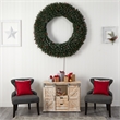 Nearly Natural 5ft Large Flocked Christmas Wreath w/ Pinecones Berries 400 LED