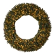 Nearly Natural 5ft Large Flocked Christmas Wreath w/ Pinecones Berries 400 LED
