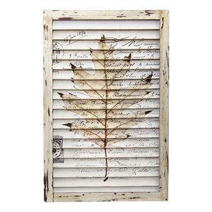 Nearly Natural Maple Leaf Window Shutter Wall Decor in Beige