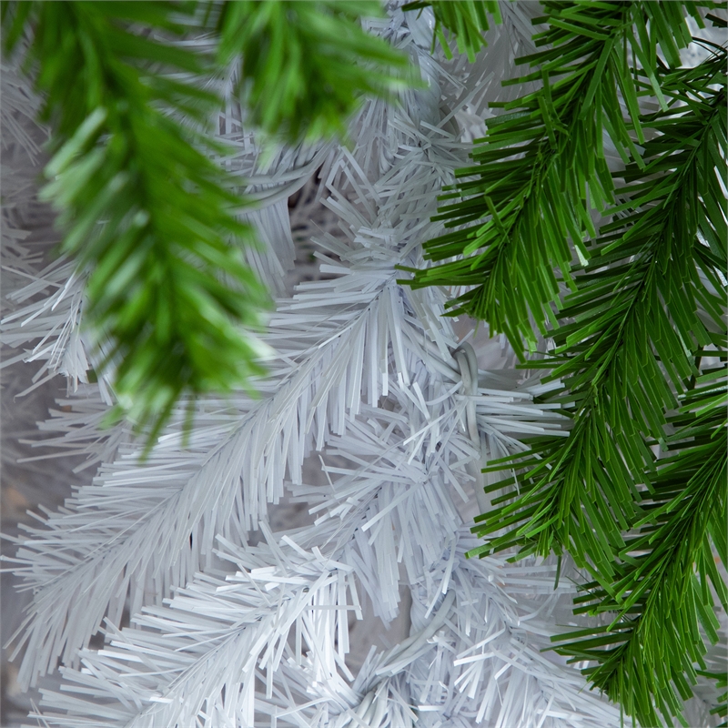 Nearly Natural 7ft Holiday Green & White Santa's Hat Christmas Tree w/ 500 LED