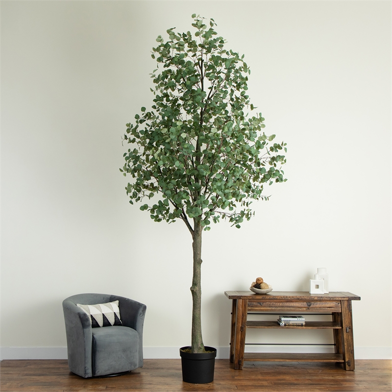 Nearly Natural 12ft Artificial Eucalyptus Tree in Green