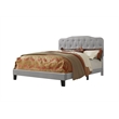 Tufted Smoke Gray Linen Headboard and Panel Bed Frame in Full