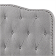 Tufted Smoke Gray Linen Headboard and Panel Bed Frame in Queen