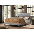 Tufted Smoke Gray Linen Headboard and Panel Bed Frame in Queen