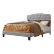 Tufted Smoke Gray Linen Headboard and Panel Bed Frame in Twin