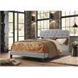 Tufted Smoke Gray Linen Headboard and Panel Bed Frame in Twin