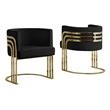 Black Velvet Accent Barrel Leisure Chair with Gold Chrome Legs
