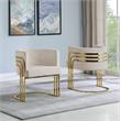 Beige Cream Velvet Accent Barrel Leisure Chair with Gold Chrome Legs