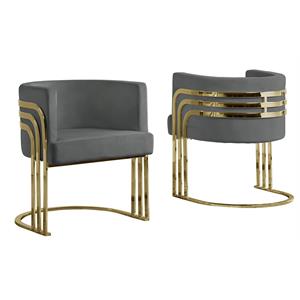 Dark Gray Velvet Accent Barrel Leisure Chair with Gold Chrome Legs