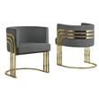 Dark Gray Velvet Accent Barrel Leisure Chair with Gold Chrome Legs