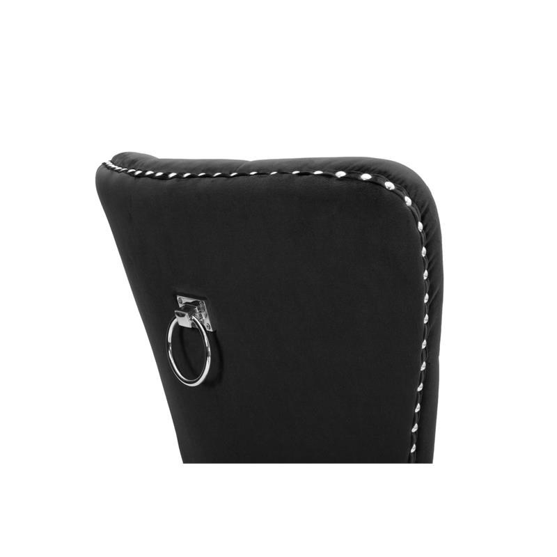 Rustic Black Velvet Bar Stools with Chrome Handle and Footrest (Set of 2)