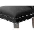 Rustic Black Velvet Bar Stools with Chrome Handle and Footrest (Set of 2)