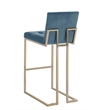 Barstools with Tufted Seats in Teal Blue Velvet and Gold Chrome Legs (Set of 2)