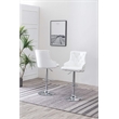 Adjustable Bar Stools with White Faux Leather and Tufted Seats (Set of 2)