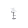 Adjustable Bar Stools with White Faux Leather and Tufted Seats (Set of 2)