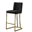 Velvet Counter Height Chairs in Black Velvet and Gold Chrome (Set of 2)