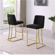 Velvet Counter Height Chairs in Black Velvet and Gold Chrome (Set of 2)