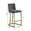 Velvet Counter Height Chairs in Beige Cream Velvet and Gold Chrome (Set of 2)