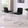 Velvet Counter Height Chairs in Black Velvet and Silver Chrome (Set of 2)