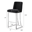 Velvet Counter Height Chairs in Black Velvet and Silver Chrome (Set of 2)