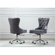 Swivel Office Chair in Dark Gray Velvet with Stainless Steel and Tufted Seat