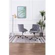Swivel Office Chair in Dark Gray Velvet with Stainless Steel and Tufted Seat