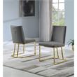 Double Minimalistic Dark Gray Velvet Side Chairs with Gold Chrome Legs