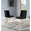 Double Minimalistic Black Velvet Side Chairs with Gold Chrome Legs