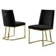 Double Minimalistic Black Velvet Side Chairs with Gold Chrome Legs