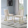 Double Minimalistic Cream Velvet Side Chairs with Gold Chrome Legs