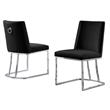Double Minimalistic Black Velvet Side Chairs with Chrome Legs