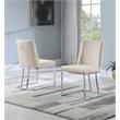Double Minimalistic Cream Velvet Side Chairs with Chrome Legs