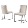 Double Minimalistic Cream Velvet Side Chairs with Chrome Legs