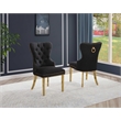 Double Tufted Black Velvet Side Chairs with Gold Stainless Steel Legs