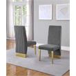 Gray Tufted Velvet Accent Side Chairs with Gold Chrome Detailing (Set of 2)