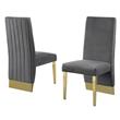 Gray Tufted Velvet Accent Side Chairs with Gold Chrome Detailing (Set of 2)
