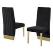 Black Tufted Velvet Accent Side Chairs with Gold Chrome Detailing (Set of 2)