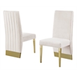 Cream Tufted Velvet Accent Side Chairs with Gold Chrome Detailing (Set of 2)