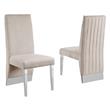 Cream Tufted Velvet Accent Side Chairs with Silver Chrome Detailing (Set of 2)