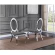 Classy Round Back Dark Gray Velvet Side Chairs with Silver Legs (Set of 2)