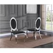 Classy Round Back Black Velvet Side Chairs with Silver Legs (Set of 2)
